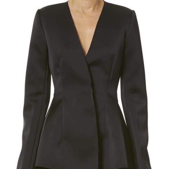 Carolina Herrera Double-bonded Satin Suit Jacket Black - Picture 4 of 7